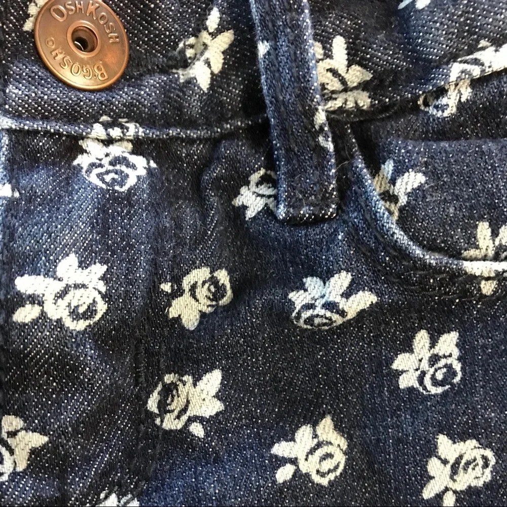 OshKosh B'Gosh Flower Print Jeans Denim Kids Pants Size 5 Girls‎ Child Kid